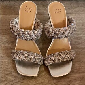 A New Day Silver Sandals with Modern Square-Toe Design